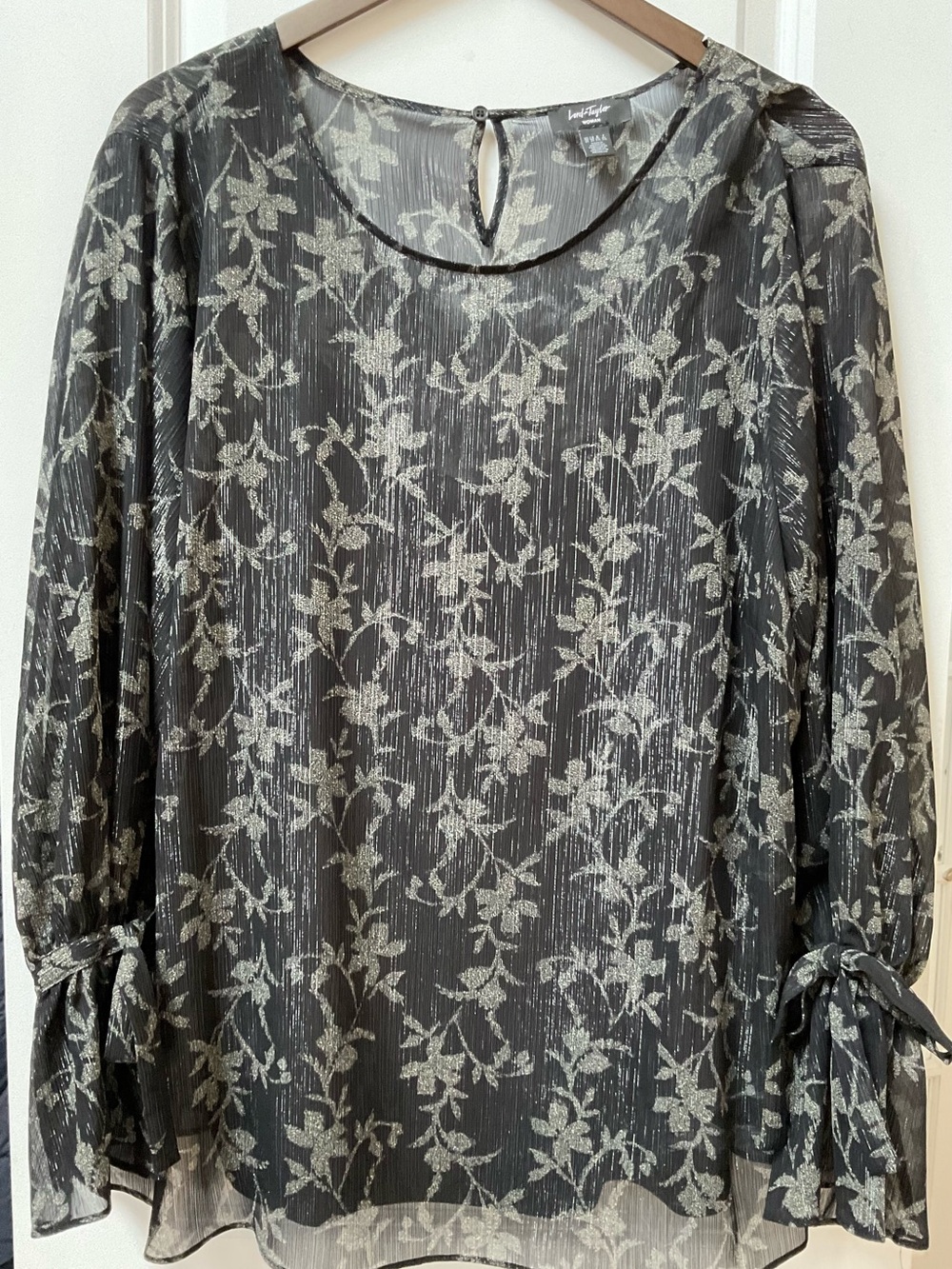 Lord & Taylor Black Floral Blouse